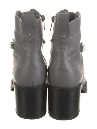 Jimmy Choo Leather Crystal Embellishments Combat Boots