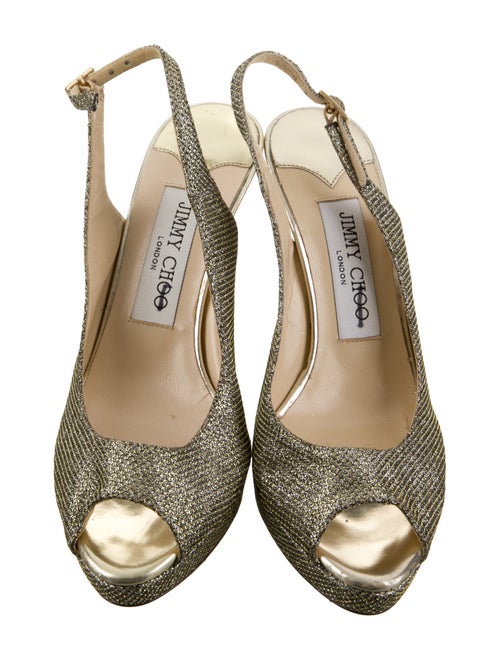 Jimmy Choo Leather Glitter Accents Slingback Sandals