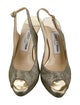 Jimmy Choo Leather Glitter Accents Slingback Sandals