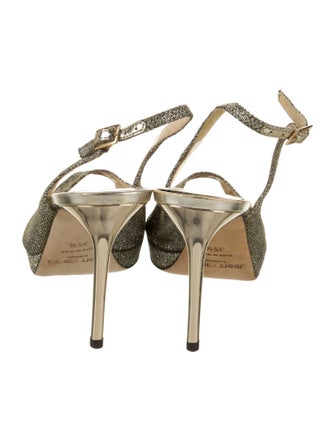 Jimmy Choo Leather Glitter Accents Slingback Sandals
