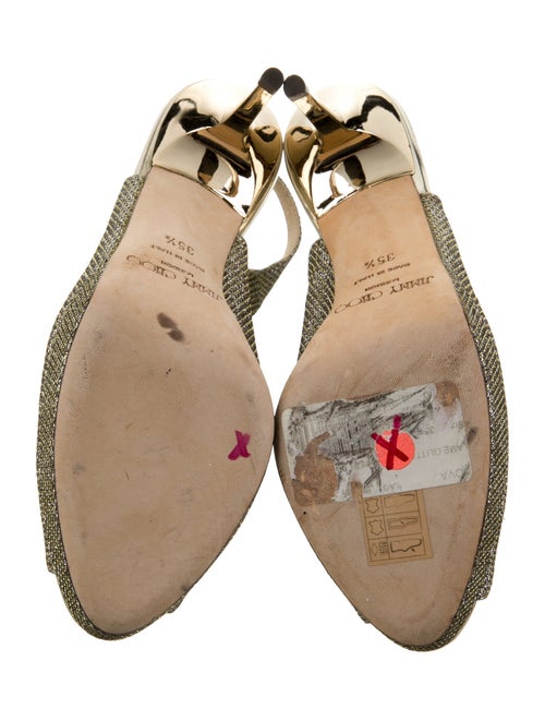 Jimmy Choo Leather Glitter Accents Slingback Sandals