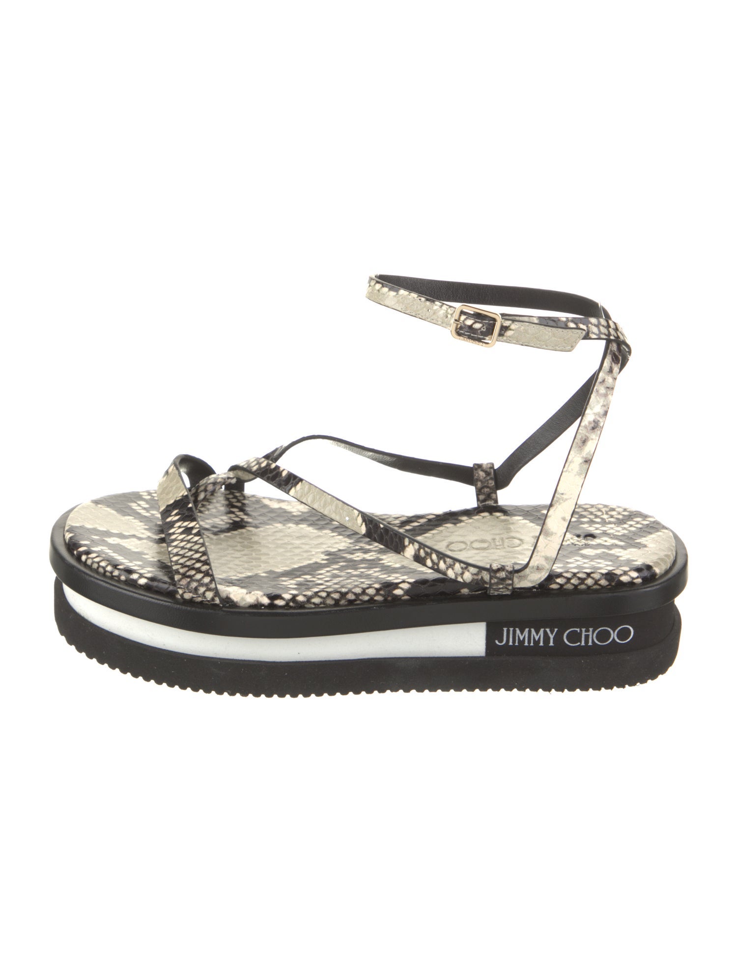 Jimmy Choo Leather Animal Print Sandals