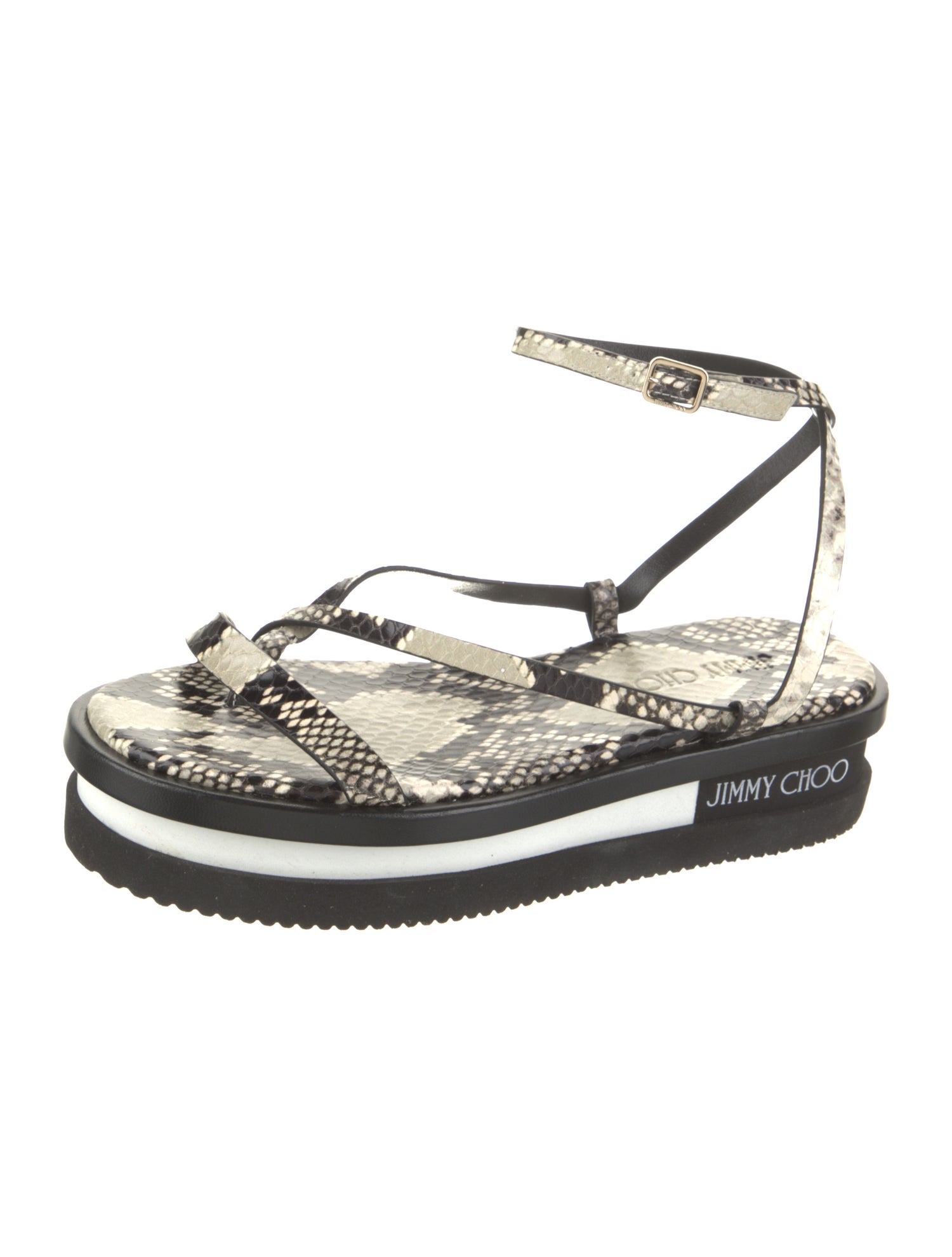 Jimmy Choo Leather Animal Print Sandals