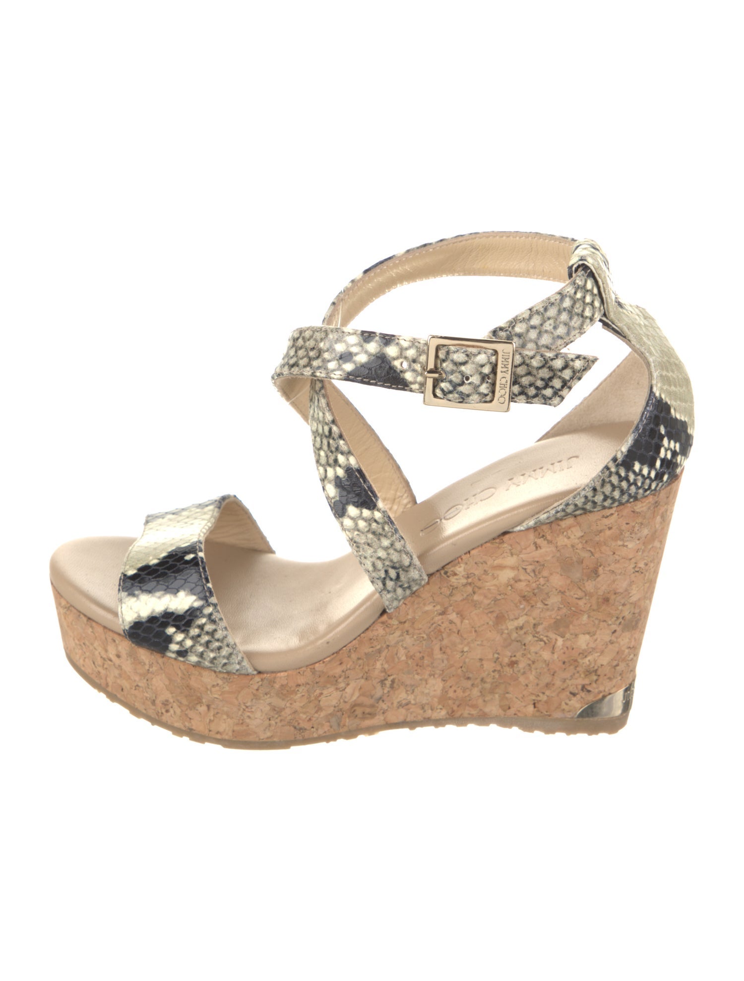 Jimmy Choo Leather Animal Print Sandals