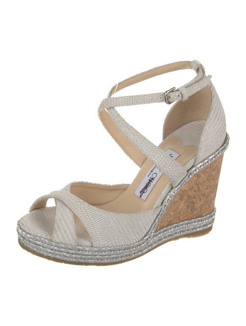 Jimmy Choo Leather Glitter Accents Sandals