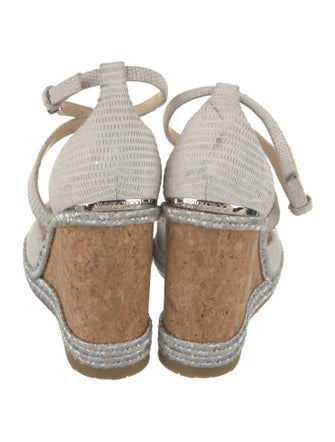 Jimmy Choo Leather Glitter Accents Sandals