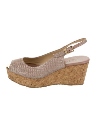 Jimmy Choo Leather Glitter Accents Slingback Sandals