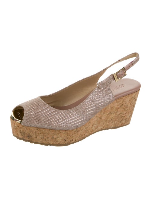 Jimmy Choo Leather Glitter Accents Slingback Sandals