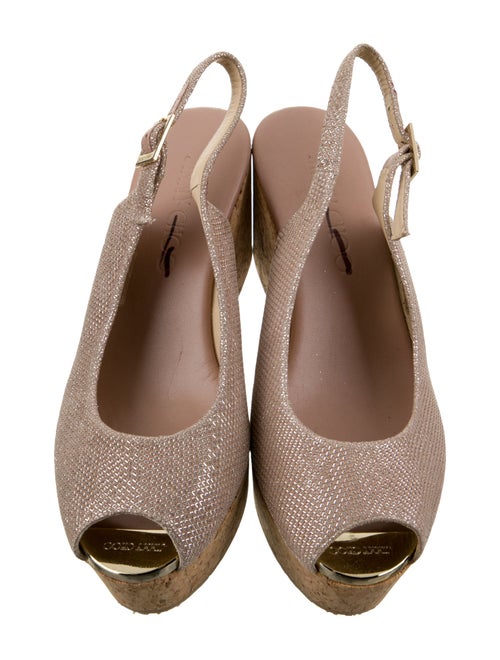 Jimmy Choo Leather Glitter Accents Slingback Sandals