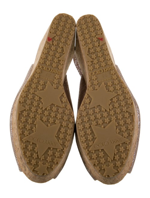 Jimmy Choo Leather Glitter Accents Slingback Sandals