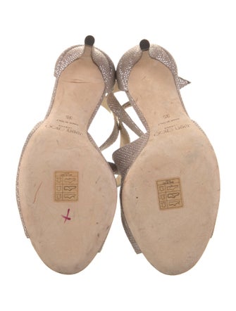 Jimmy Choo Leather Glitter Accents Sandals