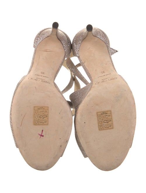 Jimmy Choo Leather Glitter Accents Sandals