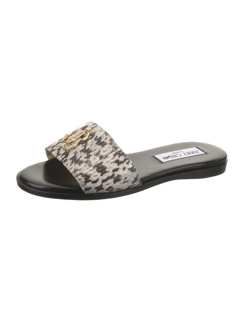 Jimmy Choo Leather Animal Print Slides