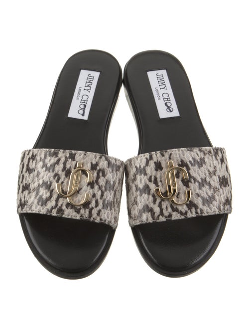 Jimmy Choo Leather Animal Print Slides