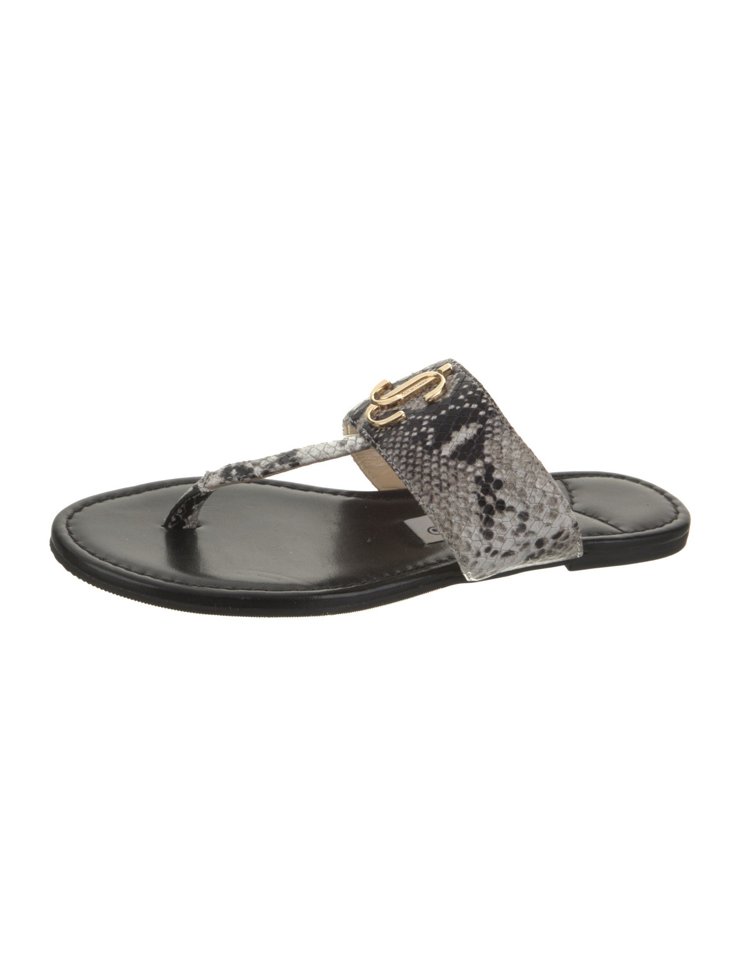 Jimmy Choo Leather Animal Print Slides