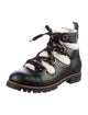 Jimmy Choo Leather Fur Trim Hiking Boots