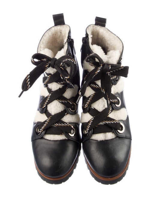 Jimmy Choo Leather Fur Trim Hiking Boots