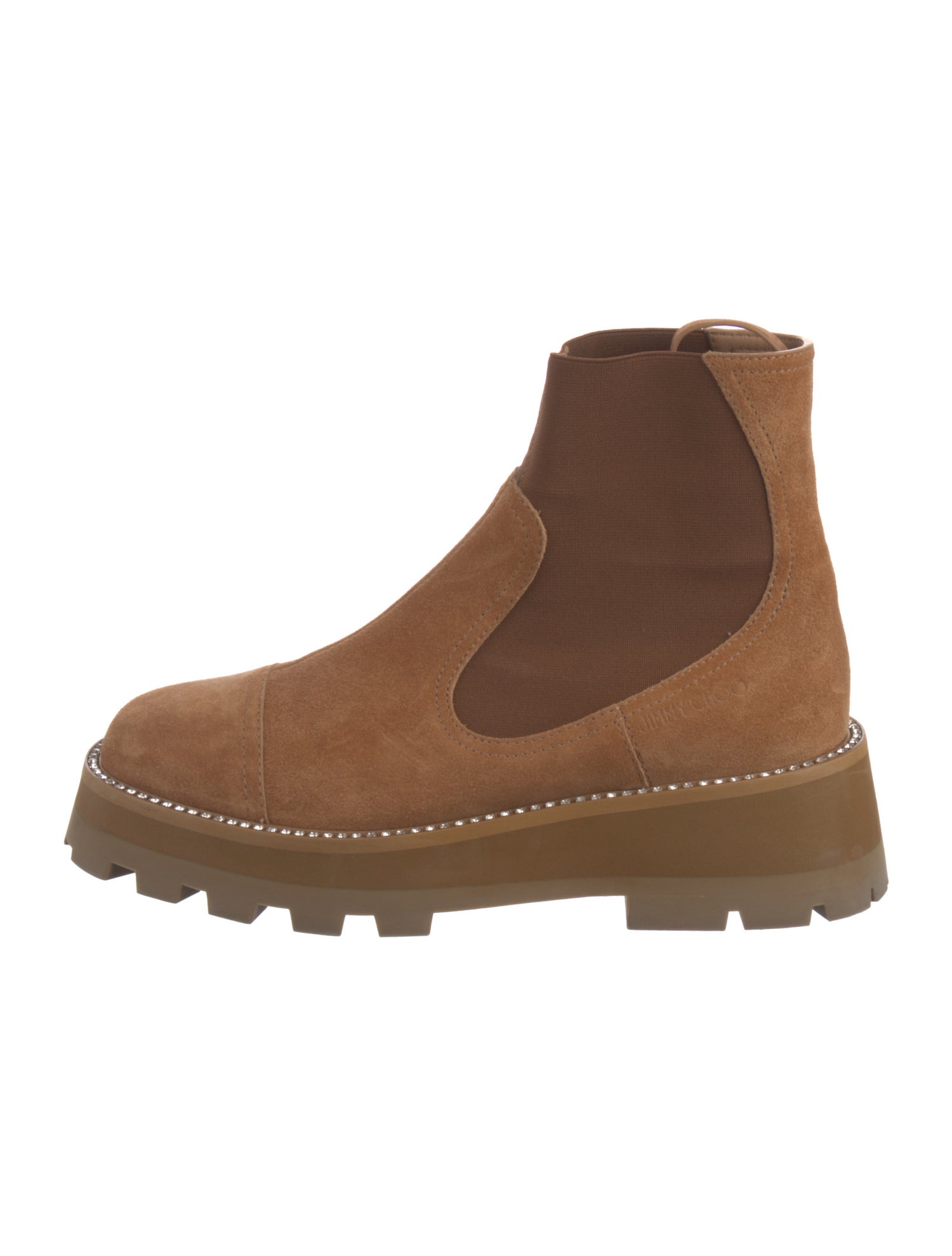 Jimmy Choo Suede Crystal Embellishments Chelsea Boots