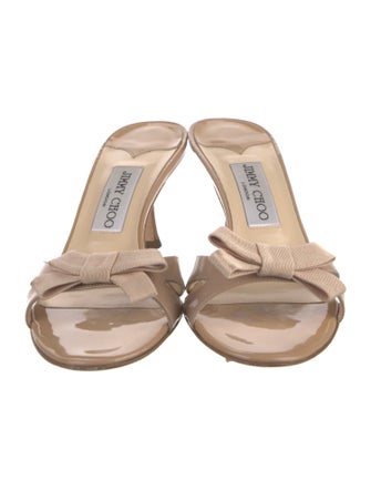 Jimmy Choo Patent Leather Bow Accents Slides