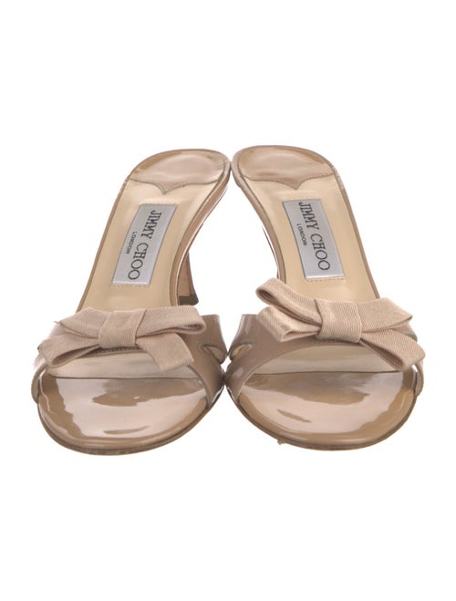 Jimmy Choo Patent Leather Bow Accents Slides