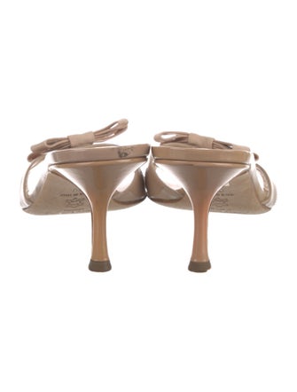 Jimmy Choo Patent Leather Bow Accents Slides