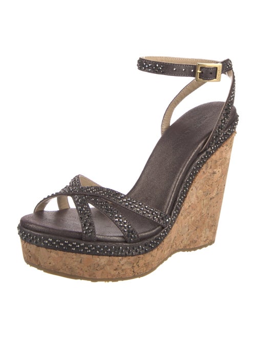 Jimmy Choo Leather Crystal Embellishments Espadrilles