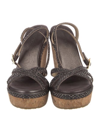 Jimmy Choo Leather Crystal Embellishments Espadrilles