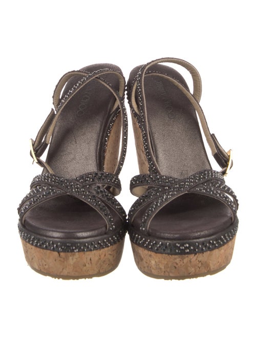 Jimmy Choo Leather Crystal Embellishments Espadrilles