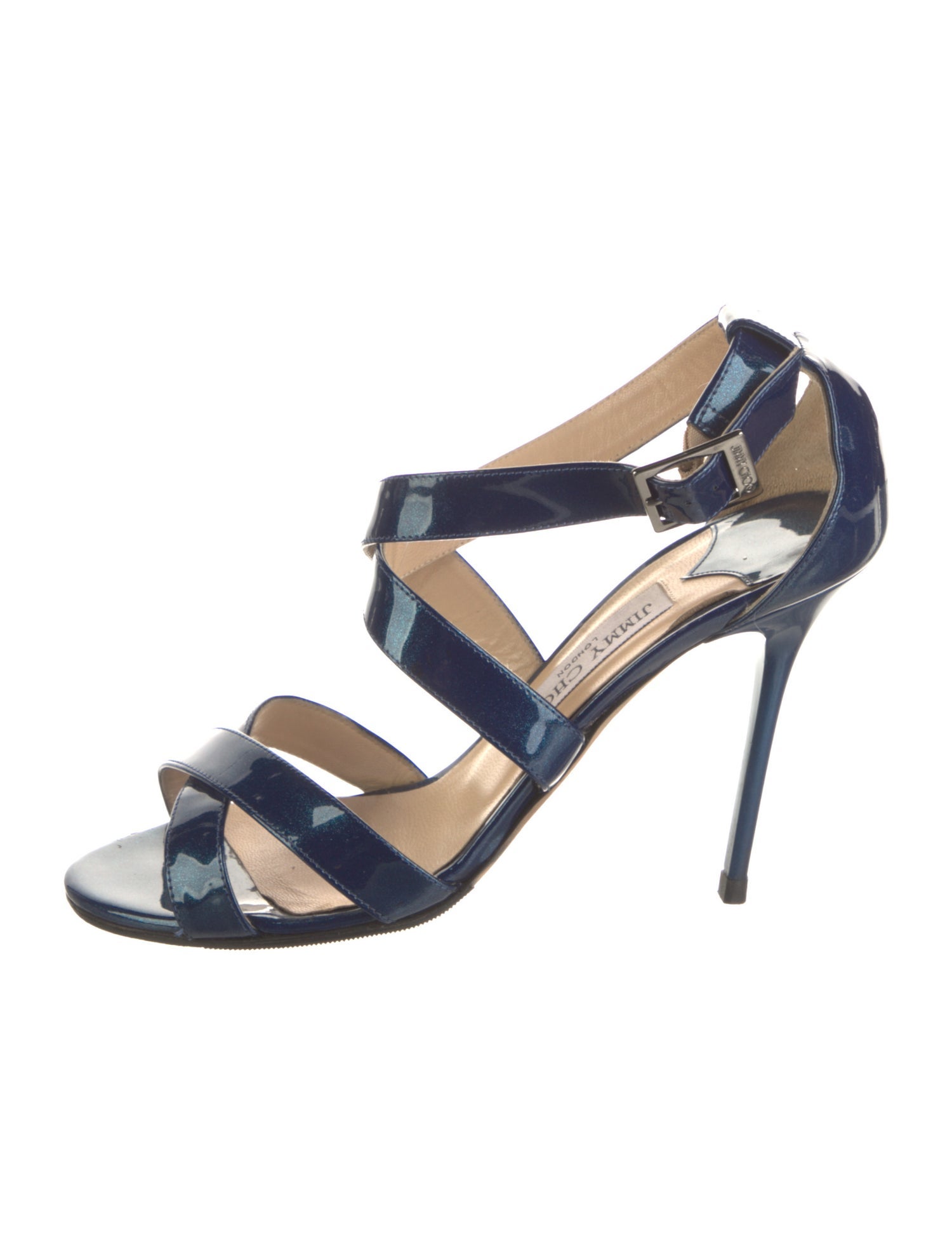 Jimmy Choo Patent Leather Leather Trim Embellishment Sandals