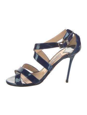 Jimmy Choo Patent Leather Leather Trim Embellishment Sandals