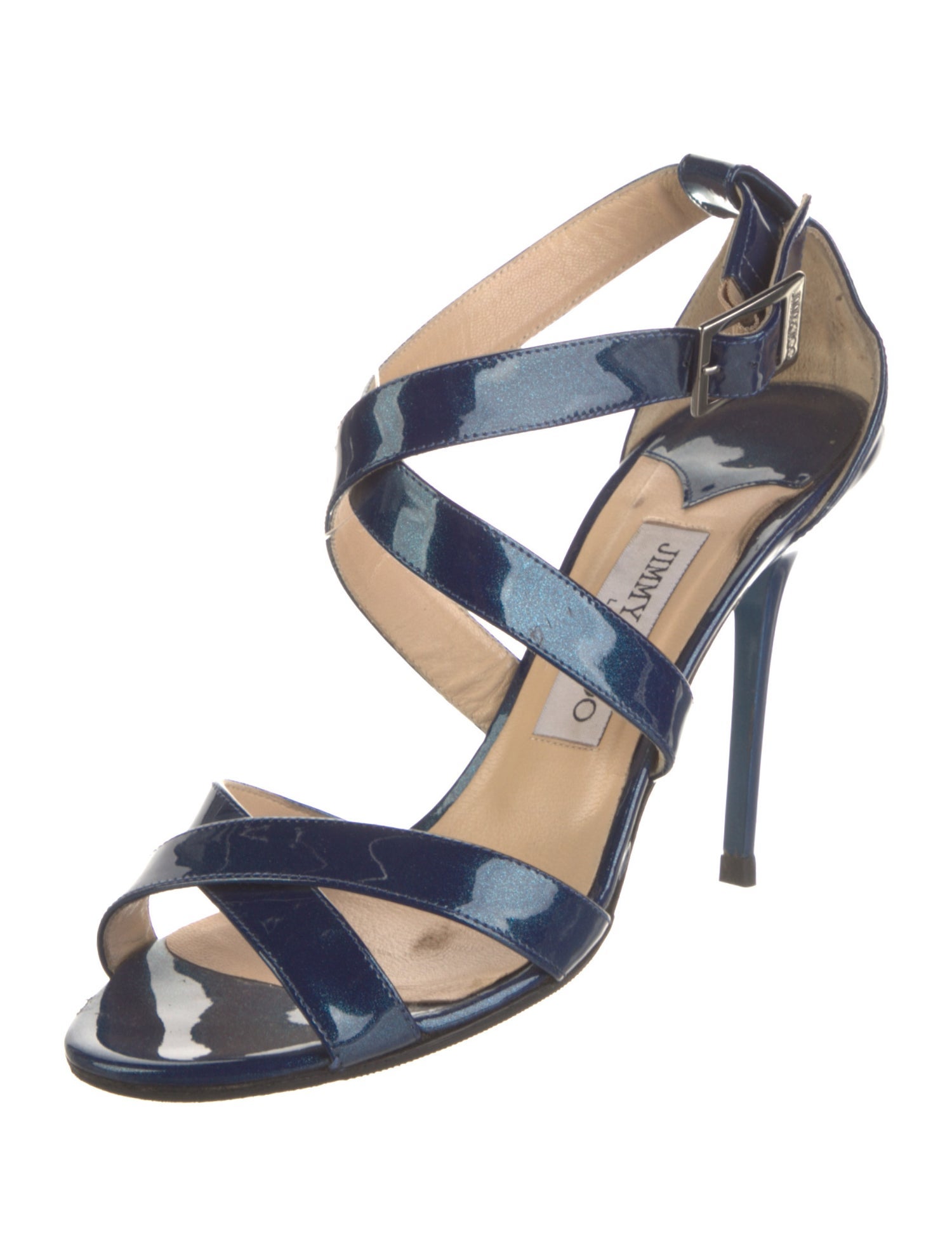 Jimmy Choo Patent Leather Leather Trim Embellishment Sandals