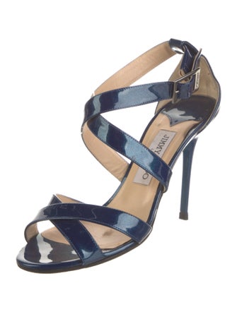 Jimmy Choo Patent Leather Leather Trim Embellishment Sandals