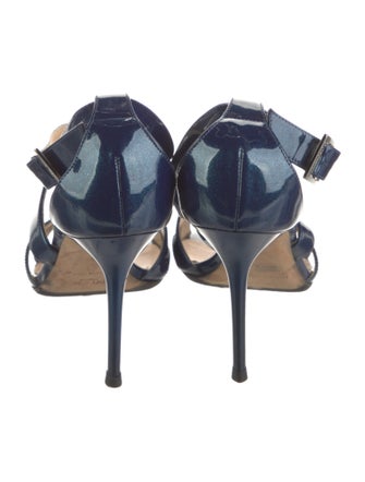 Jimmy Choo Patent Leather Leather Trim Embellishment Sandals