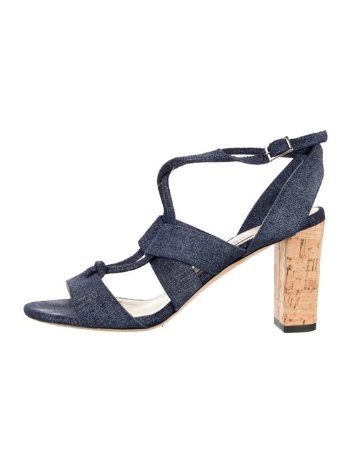 Jimmy Choo Denim Animal Print Slingback Sandals