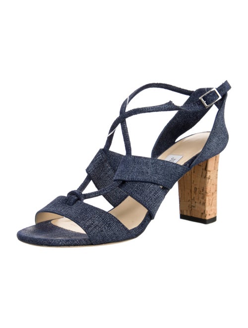 Jimmy Choo Denim Animal Print Slingback Sandals