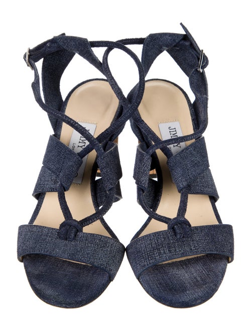 Jimmy Choo Denim Animal Print Slingback Sandals