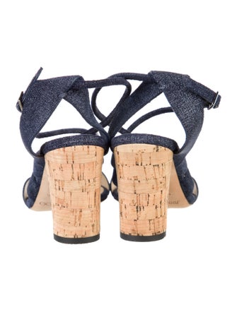 Jimmy Choo Denim Animal Print Slingback Sandals
