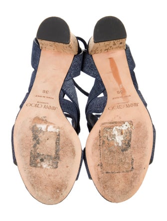 Jimmy Choo Denim Animal Print Slingback Sandals