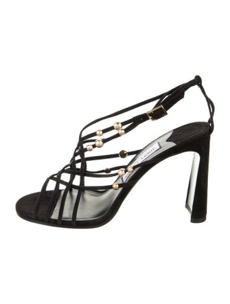 Jimmy Choo Suede Beaded Accents Slingback Sandals