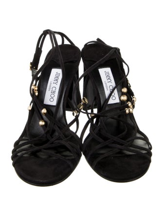 Jimmy Choo Suede Beaded Accents Slingback Sandals