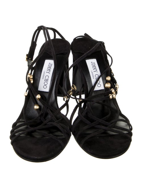 Jimmy Choo Suede Beaded Accents Slingback Sandals