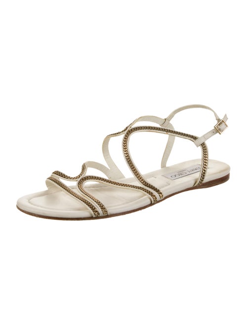 Jimmy Choo Leather Chain-Link Accents Slingback Sandals