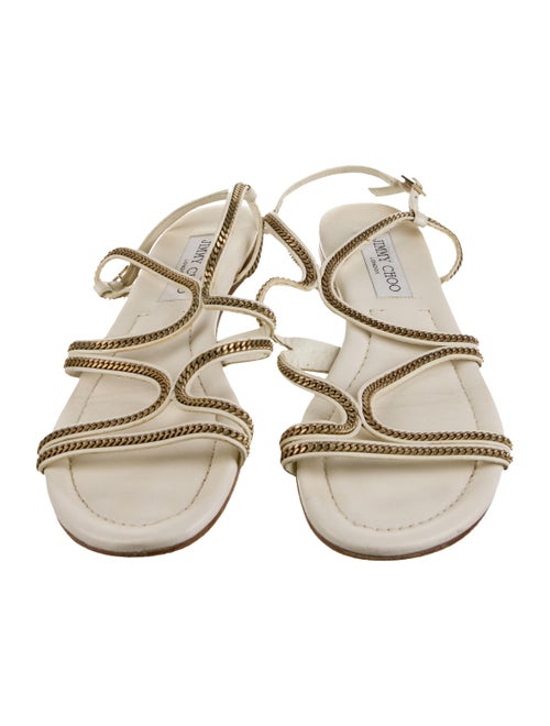 Jimmy Choo Leather Chain-Link Accents Slingback Sandals