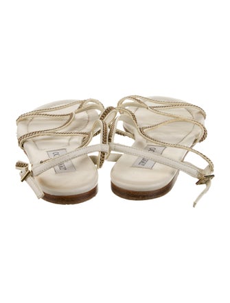 Jimmy Choo Leather Chain-Link Accents Slingback Sandals
