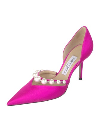 Jimmy Choo Satin Beaded Accents D'Orsay Pumps