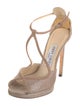 Jimmy Choo Suede Patterned T-Strap Sandals