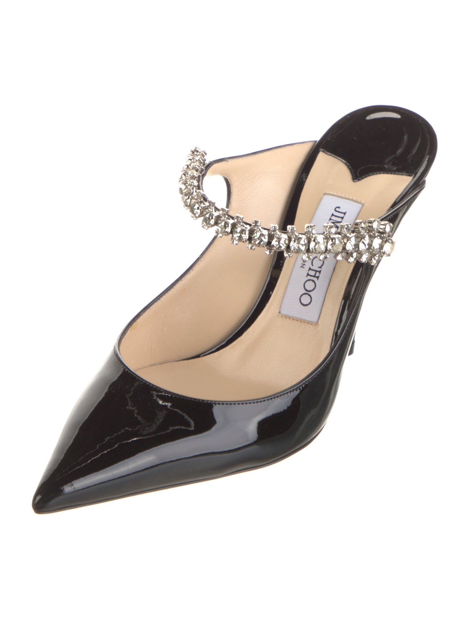 Jimmy Choo Faux Pearl Accents Patent Leather Mules