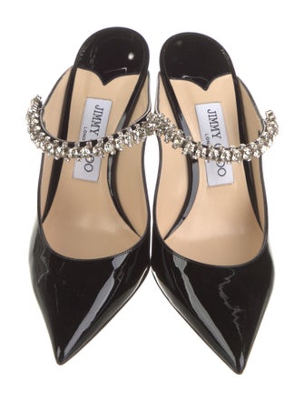 Jimmy Choo Faux Pearl Accents Patent Leather Mules