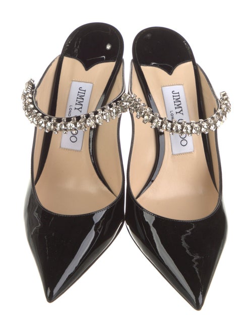 Jimmy Choo Faux Pearl Accents Patent Leather Mules
