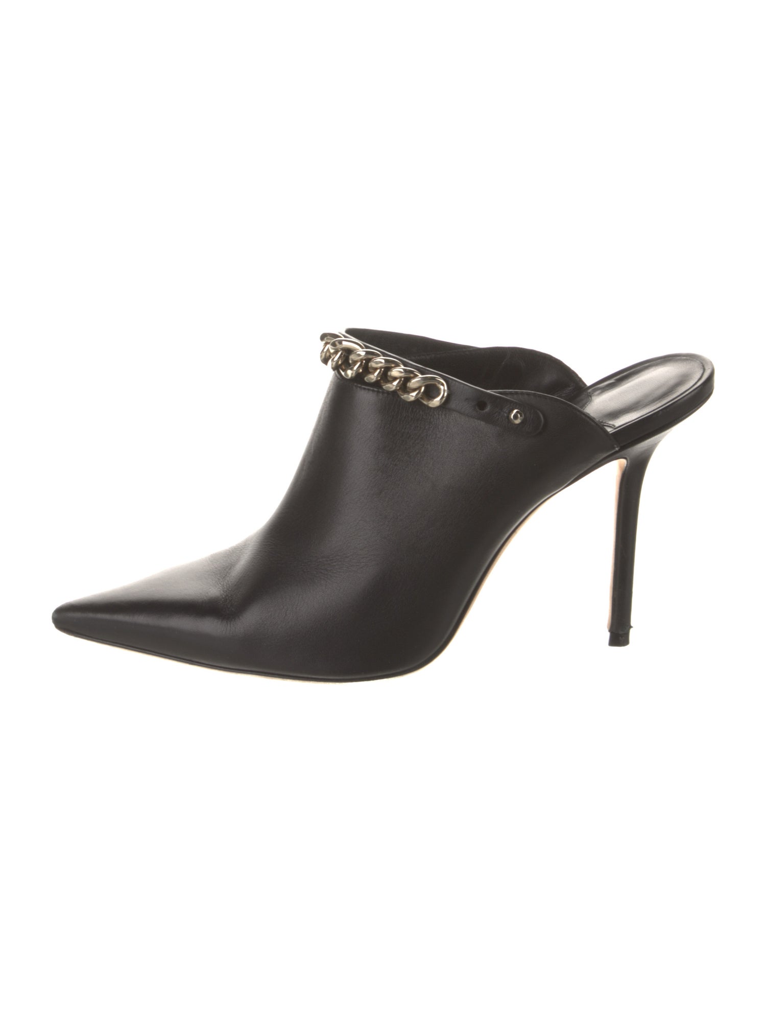 Jimmy Choo Leather Chain-Link Accents Mules